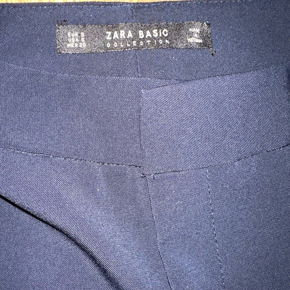 NWOT* Zara Basic Collection cropped ruffled dress dress pants in navy - Size 6 - Picture 3 of 3